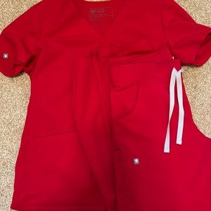 Small red fig scrubs, cargo pants